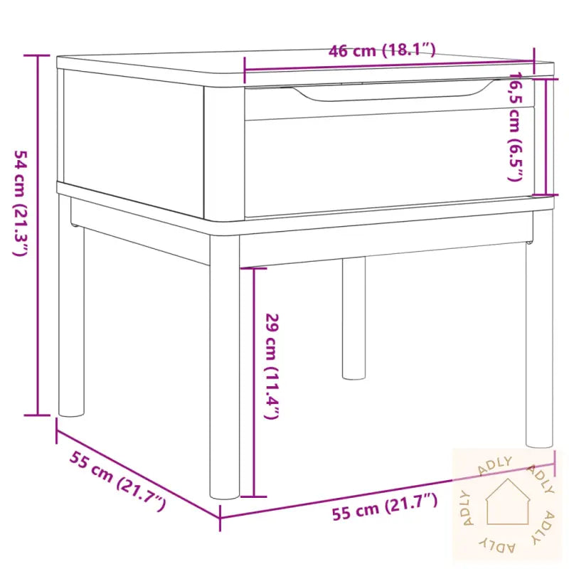 Lampebord Floro Hvit 55X55X54 Cm Heltre Furu
