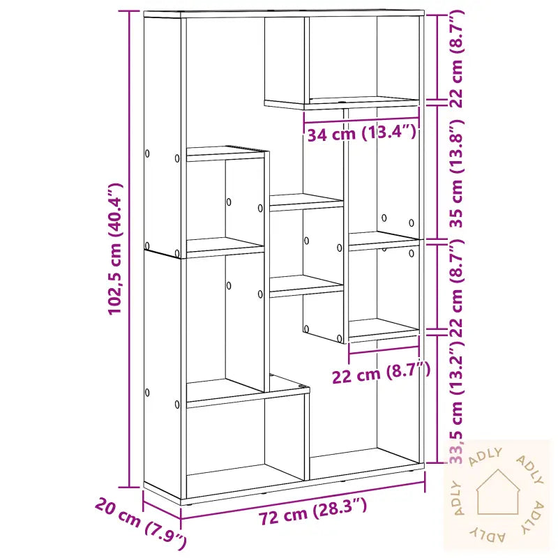 Bokskap Artisan Eik 72X20X120 Cm Konstruert Tre