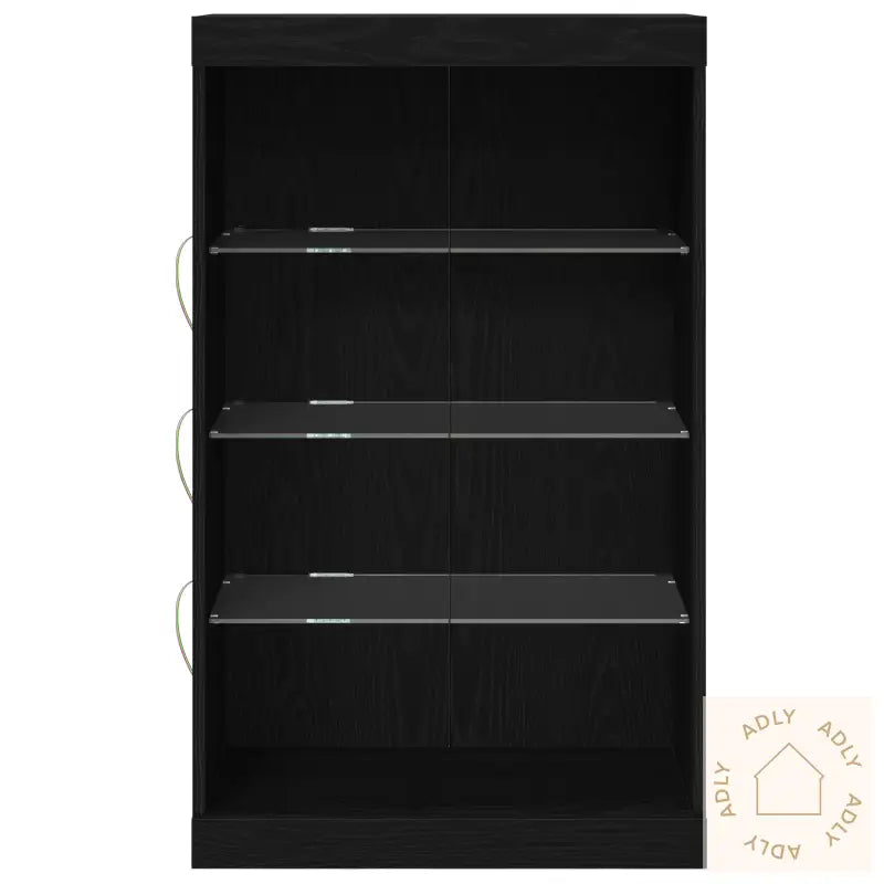 Sideboard Med Led-Lys Svart Eik 60,5X37X100 Cm