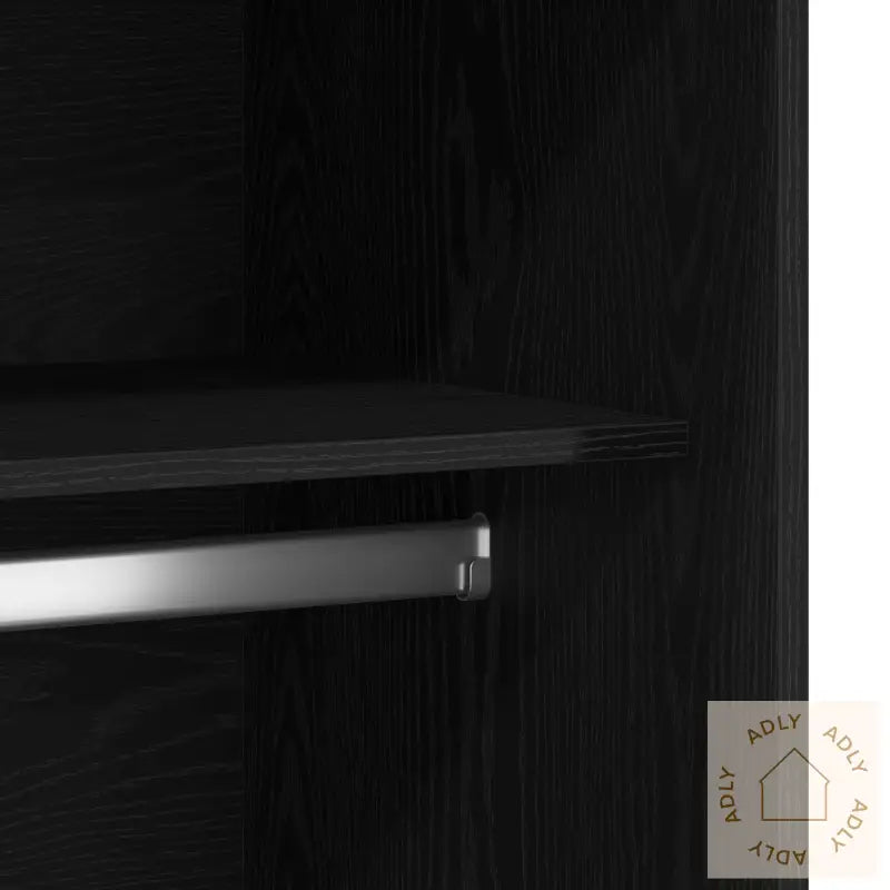 Garderobe I Svart Eik 100X50X200 Cm Laget Av Konstruert Tre