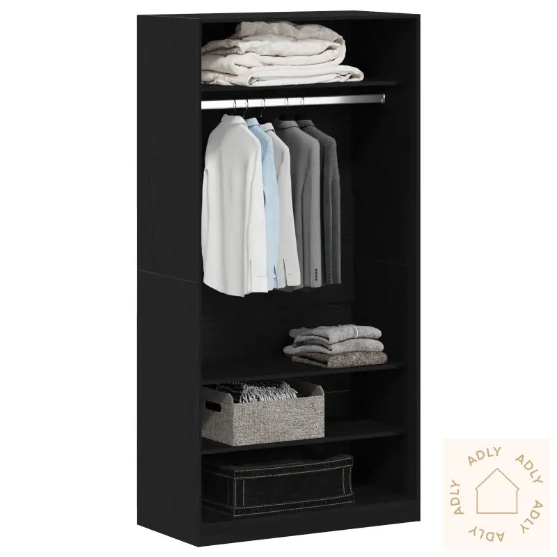 Garderobe I Svart Eik 100X50X200 Cm Laget Av Konstruert Tre