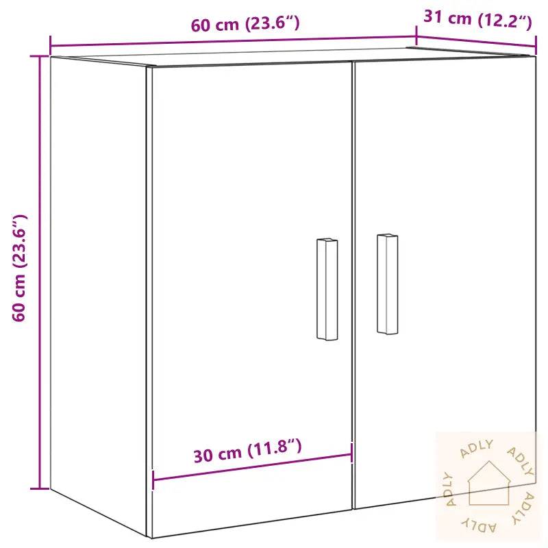 Svart Eik Veggskap - 60X30X60 Cm