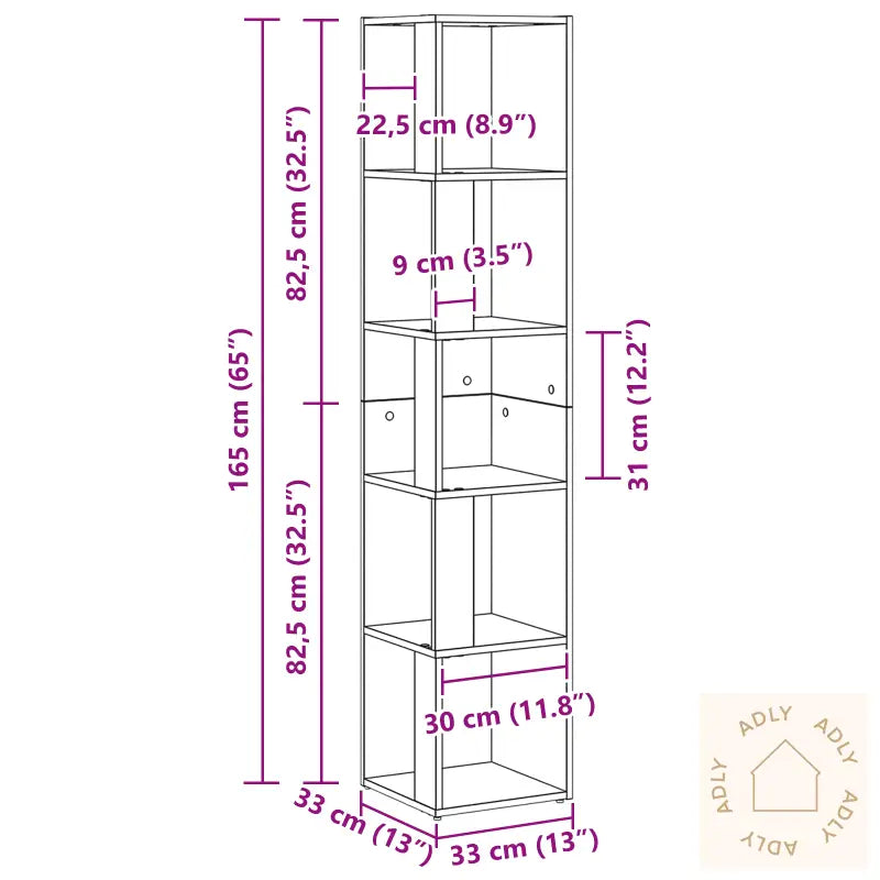 Hjørneskap I Svart Eik 33X33X164,5 Cm Laget Av Konstruert Tre