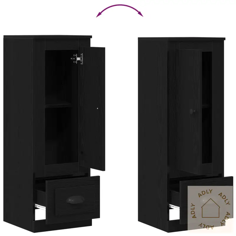 Høyskap Svart Eik 36X35,5X103,5 Cm Konstruert Tre