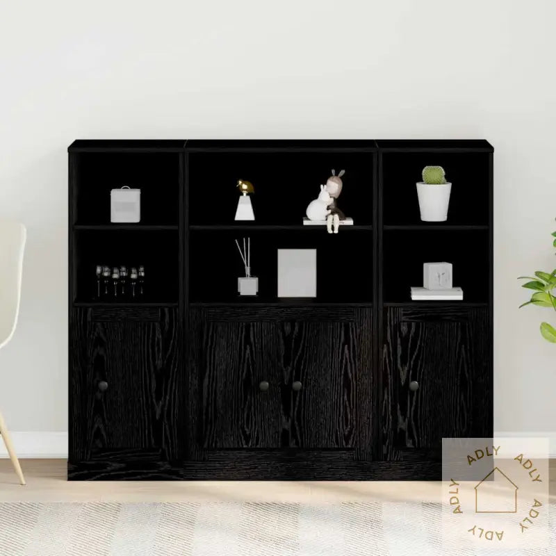 Høyboard Svart Eik 132X35,5X103,5 Cm Konstruert Tre