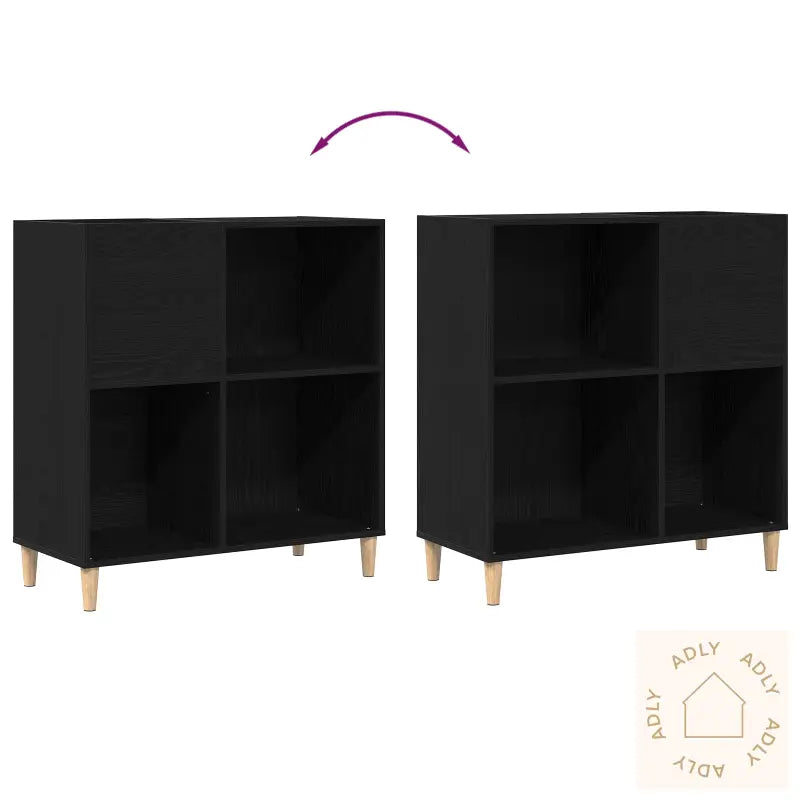 Record Cabinet Svart Eik 84,5X38X89 Cm Konstruert Tre