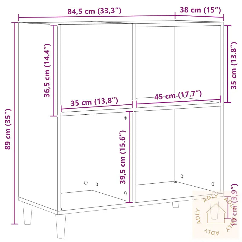Record Cabinet Svart Eik 84,5X38X89 Cm Konstruert Tre