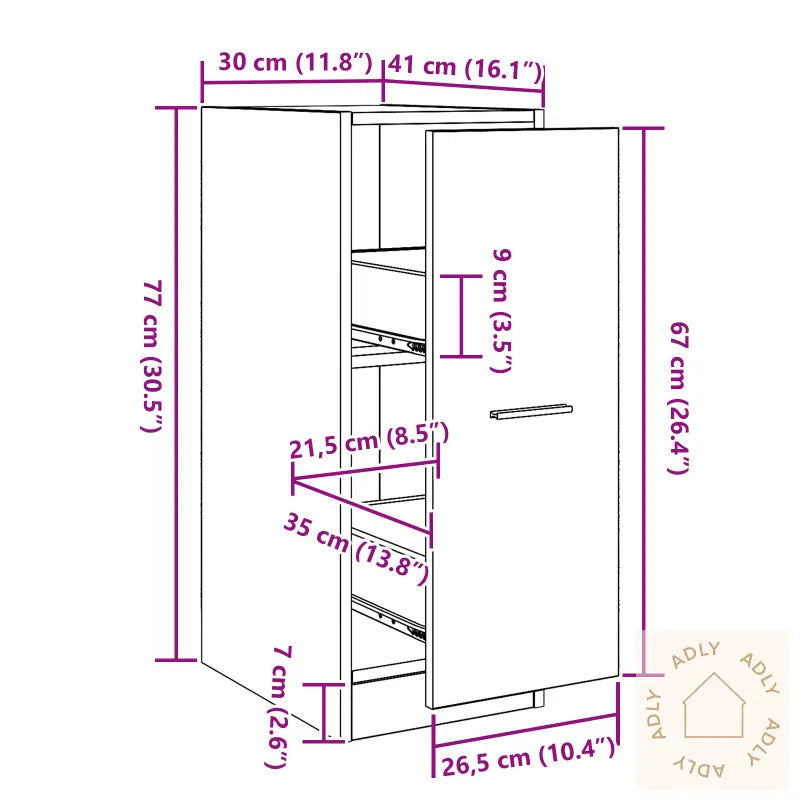 Apotekerhylle Svart Eik 30X41X77,5 Cm Konstruert Tre