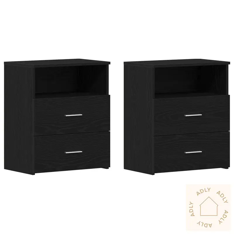 Nattbord 2 Stk Svart Eik 50X32X60 Cm Laget Av Tre