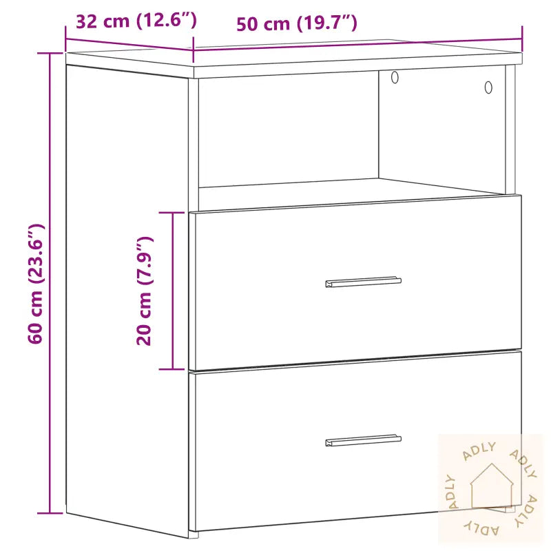 Nattbord 2 Stk Svart Eik 50X32X60 Cm Laget Av Tre