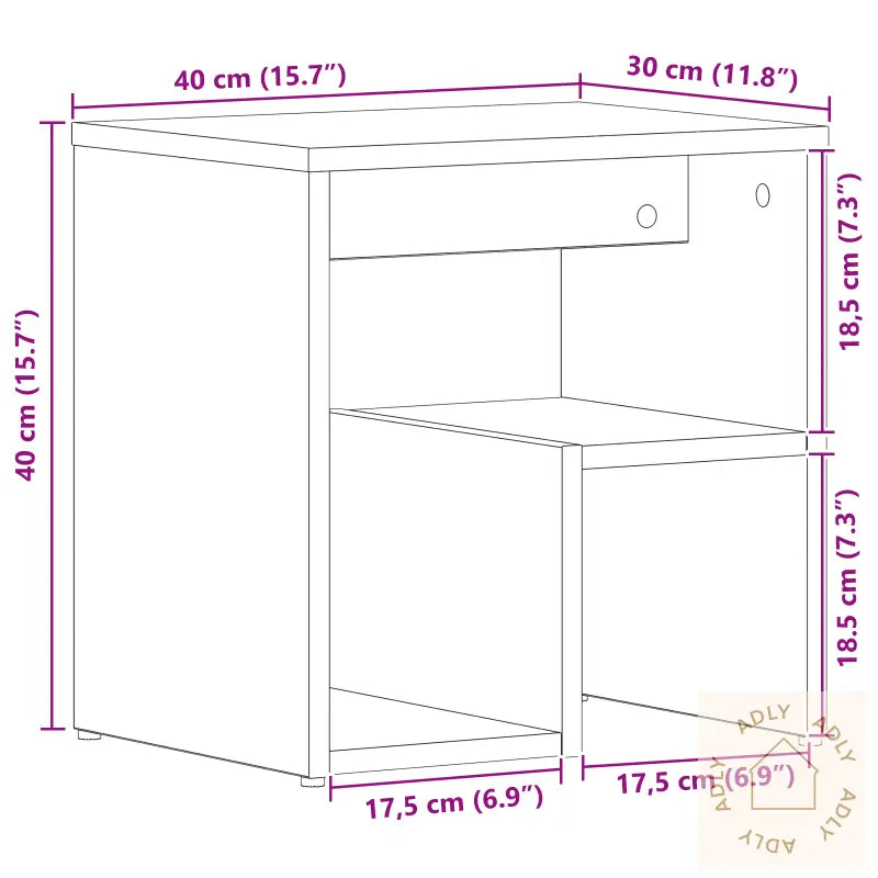 Nattbord 2 Stk Svart Eik 40X30X40 Cm Laget Av Tre