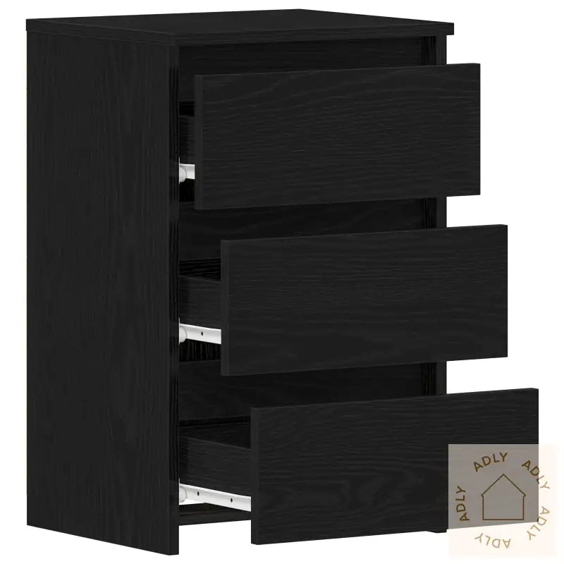 Nattbord I Svart Eik 40X35X62,5 Cm, Laget Av Konstruert Tre