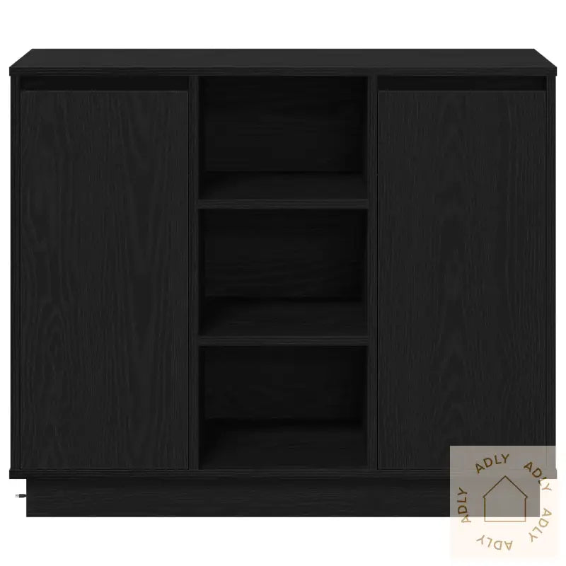 Sideboard Med Led Svart Eik 90X32X75 Cm Konstruert Tre