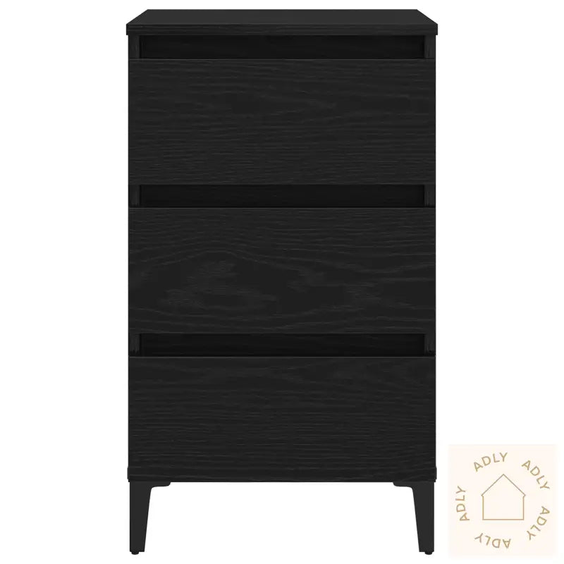 Nattbord Med Metallben Svart Eik 40X35X69 Cm