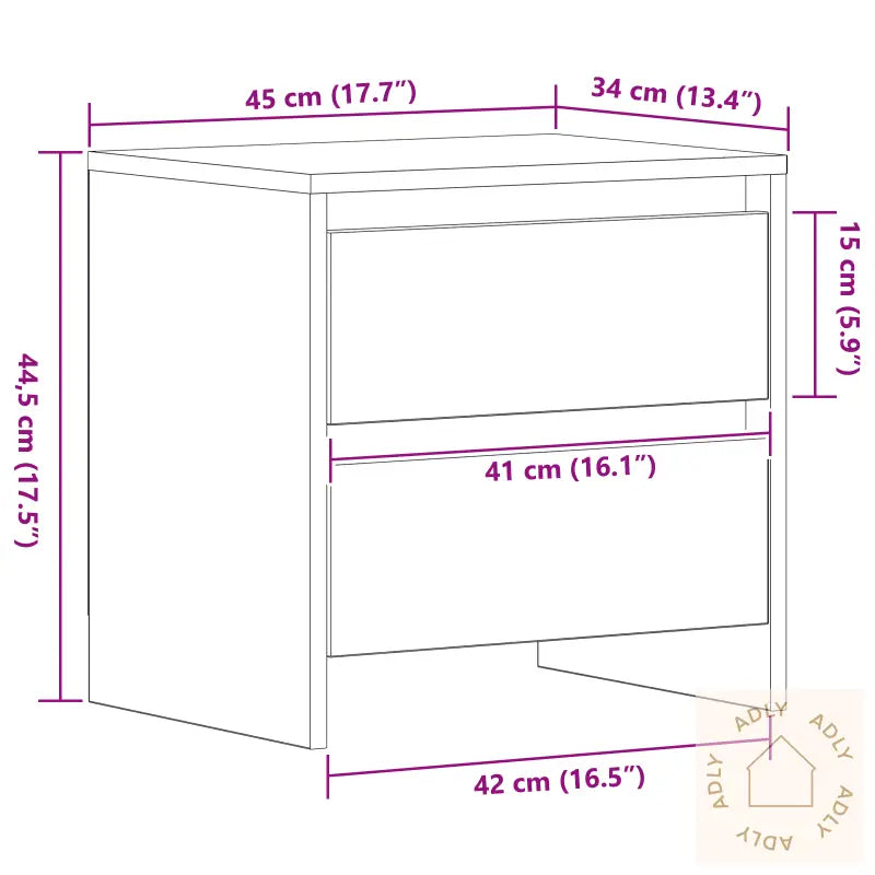 Nattbord 2 Stk Svart Eik 45X34X44,5 Cm Konstruert Tre