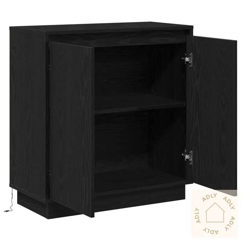 Skap Med Led Svart Eik 71X34,5X75 Cm Laget Av Tre