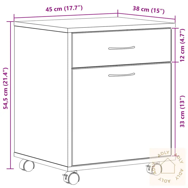 Rulleskap Svart Eik 45X38X54 Cm Laget Av Tre