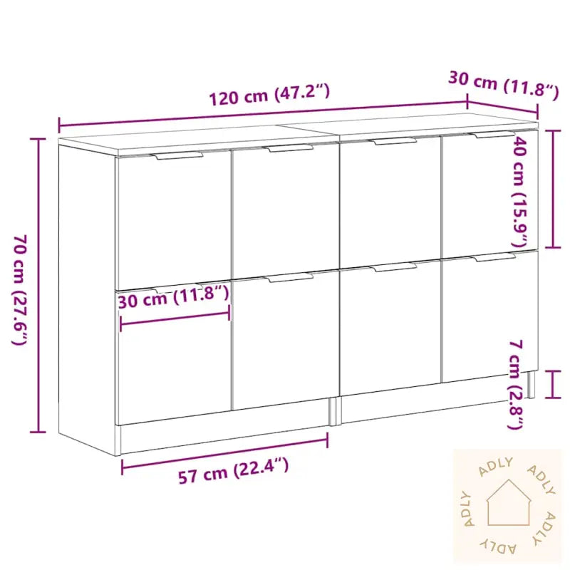 Skap 2 Stk Svart Eik 60X30X70 Cm Konstruert Tre