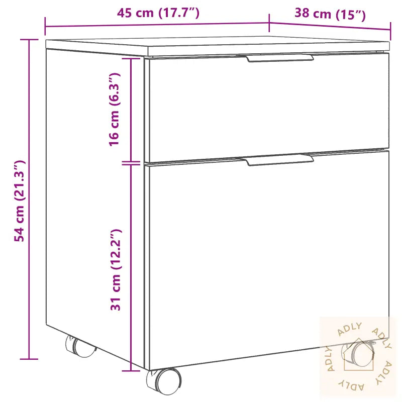 Mobil Arkivskap Med Hjul Svart Eik 45X38X54 Cm