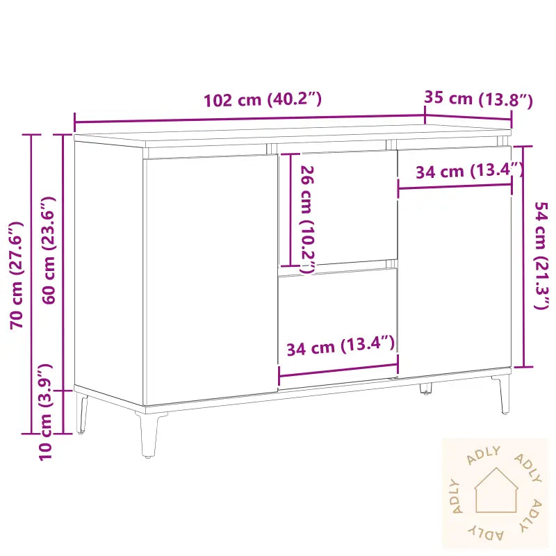 Skap I Svart Eik, 104X35X70 Cm, Laget Av Konstruert Tre