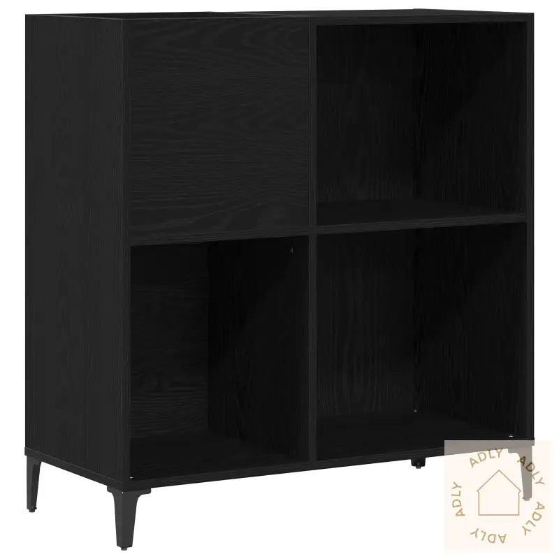 Record Cabinet Svart Eik 84,5X38X89 Cm Konstruert Tre