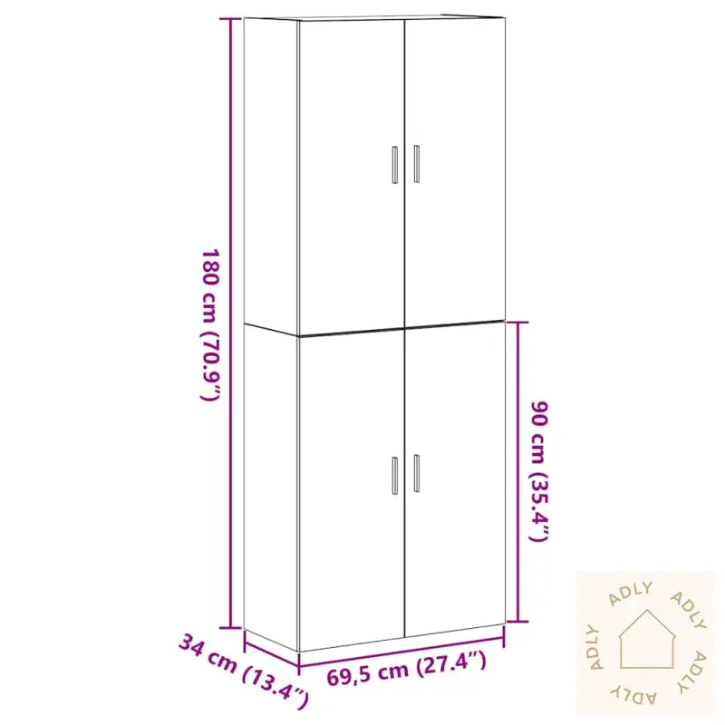 Skap, 2 Stk I Svart Eik, 69,5X34X180 Cm, Laget Av Konstruert Tre