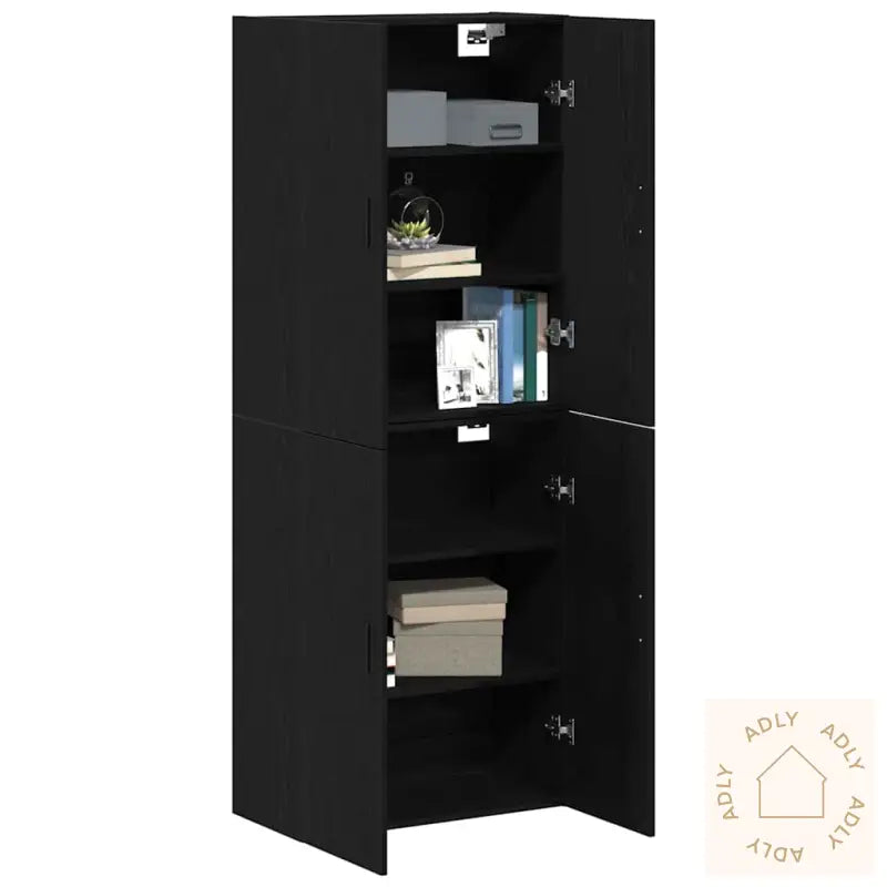 Skap, 2 Stk I Svart Eik, 69,5X34X180 Cm, Laget Av Konstruert Tre