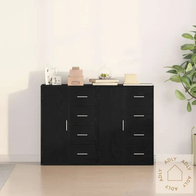 Sideboards 2 Pk Svart Eik 60X31X84 Cm Ingeniørtre
