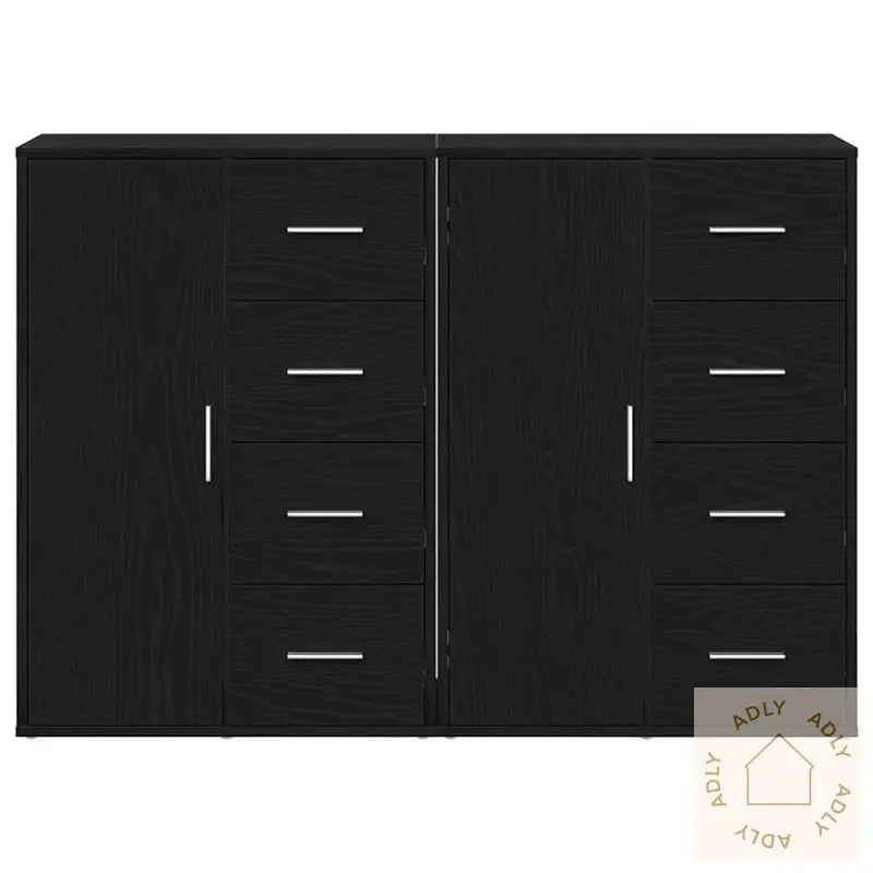Sideboards 2 Pk Svart Eik 60X31X84 Cm Ingeniørtre
