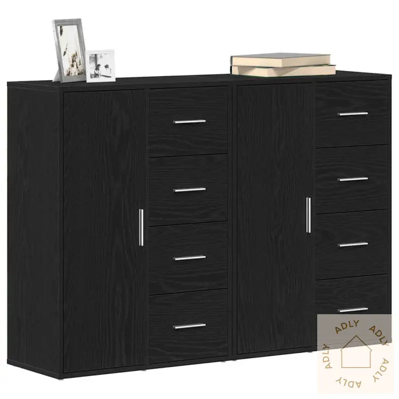 Sideboards 2 Pk Svart Eik 60X31X84 Cm Ingeniørtre