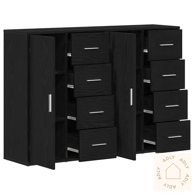 Sideboards 2 Pk Svart Eik 60X31X84 Cm Ingeniørtre
