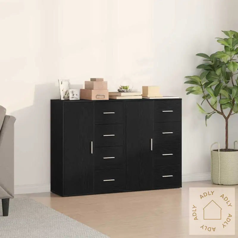 Sideboards 2 Pk Svart Eik 60X31X84 Cm Ingeniørtre