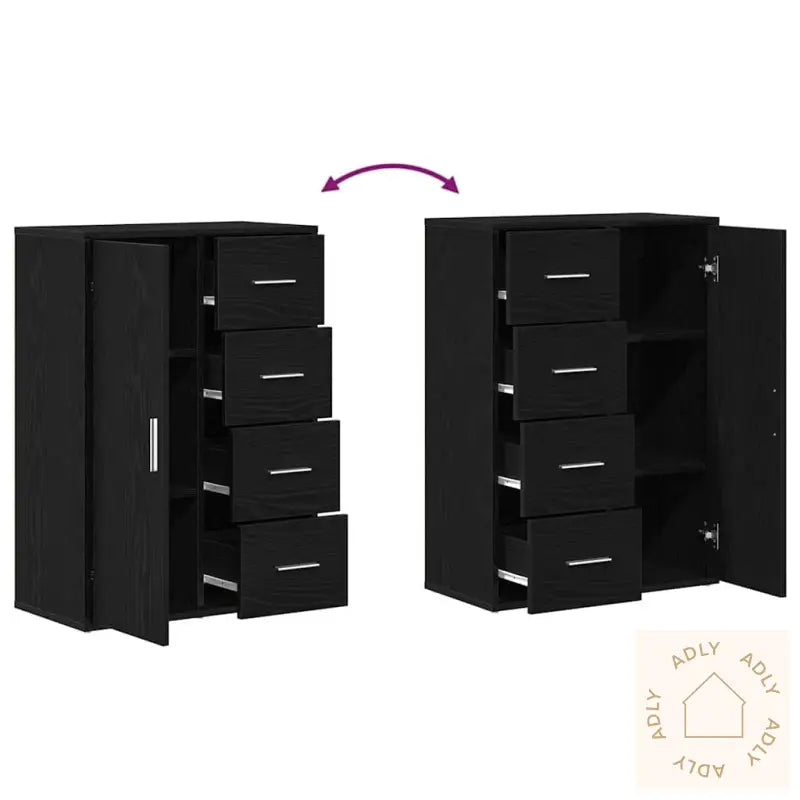 Sideboards 2 Pk Svart Eik 60X31X84 Cm Ingeniørtre