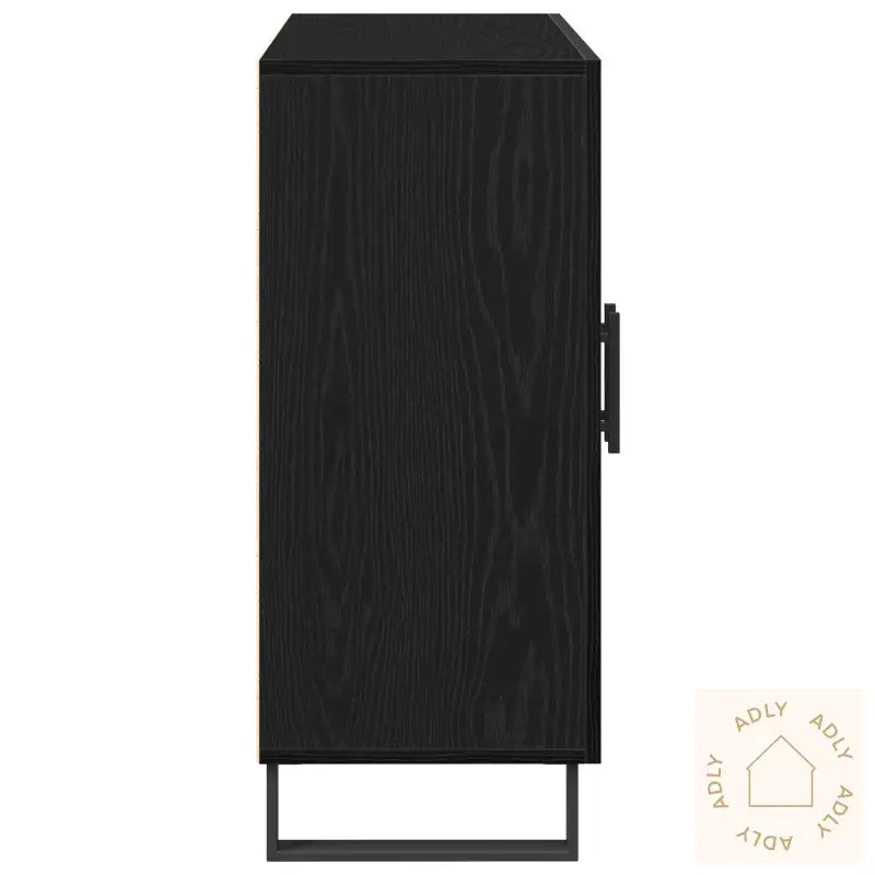 Sideboard Med 3 Dører Svart Eik 90X34X80 Cm Konstruert Tre