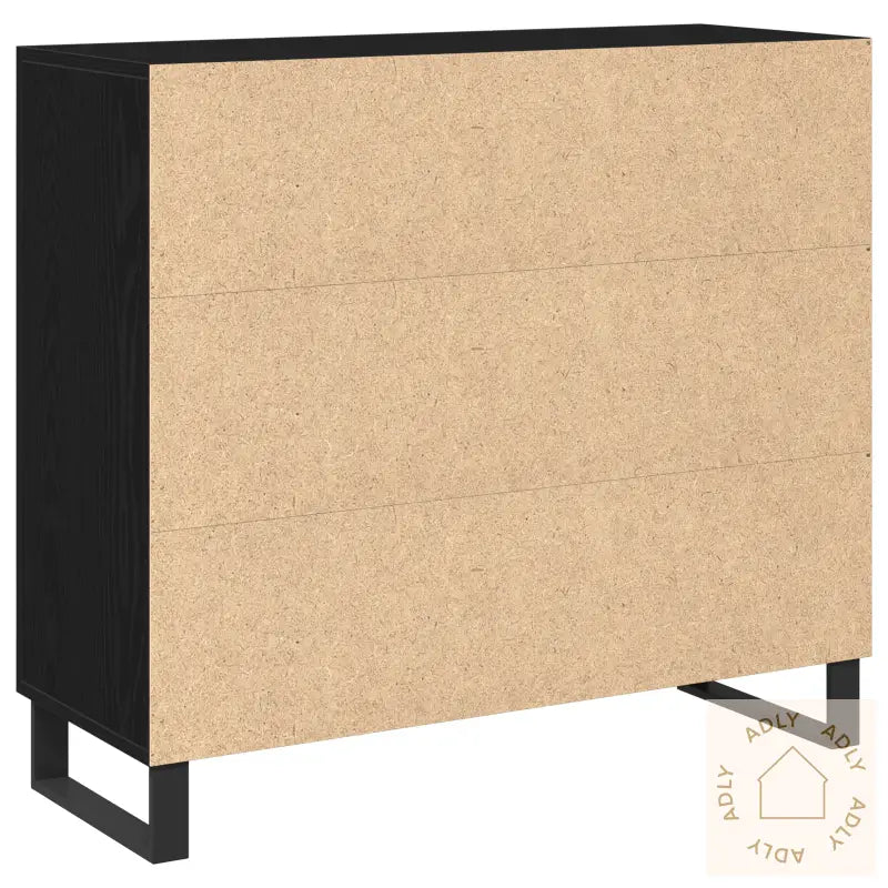 Sideboard Med 3 Dører Svart Eik 90X34X80 Cm Konstruert Tre
