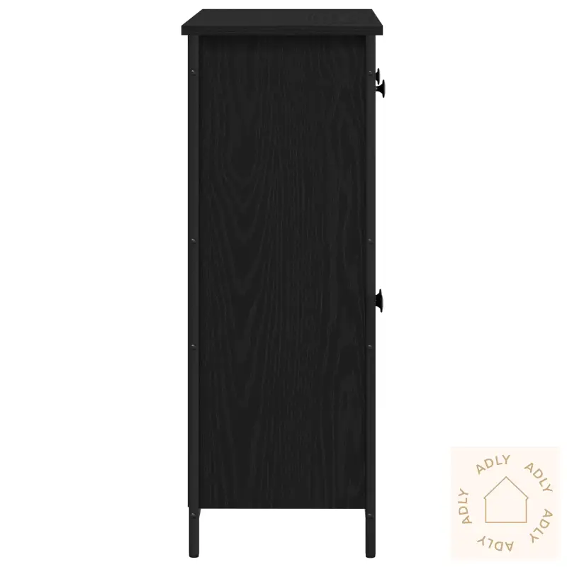 Sideboard Svart Eik 70X30X80 Cm Ingeniørtre Og Stål