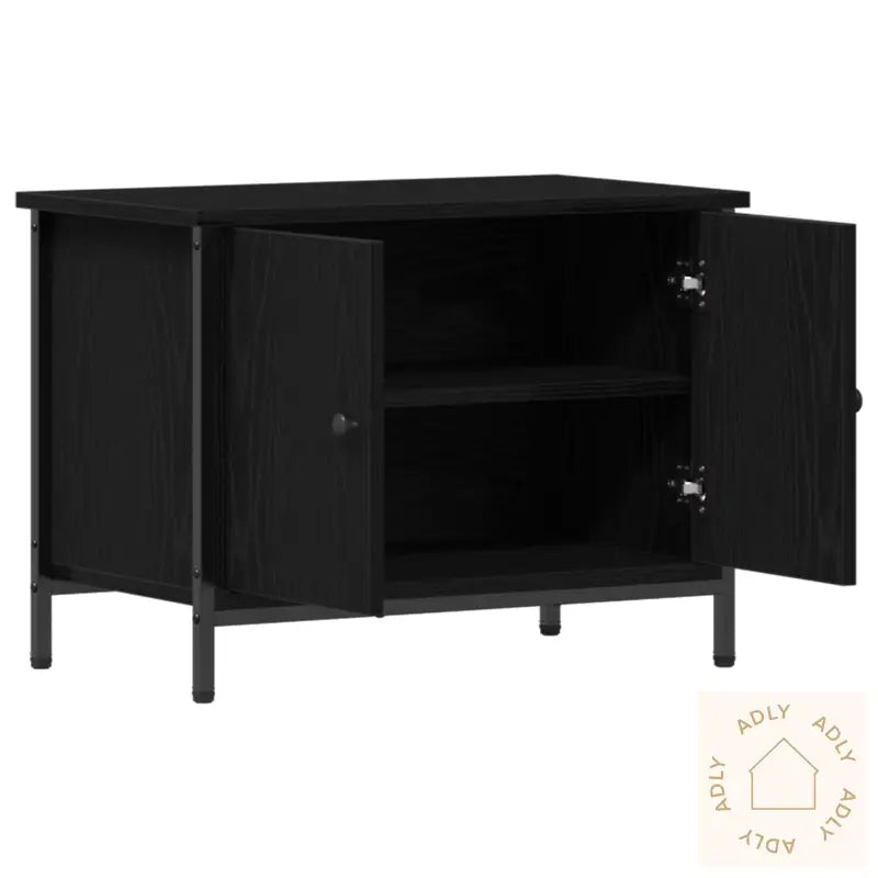 Svart Eik Tv Stativ Svart Eik Konstruert Tre 60 X 35 X 45 Cm