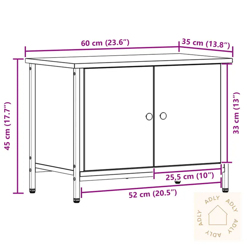 Svart Eik Tv Stativ Svart Eik Konstruert Tre 60 X 35 X 45 Cm
