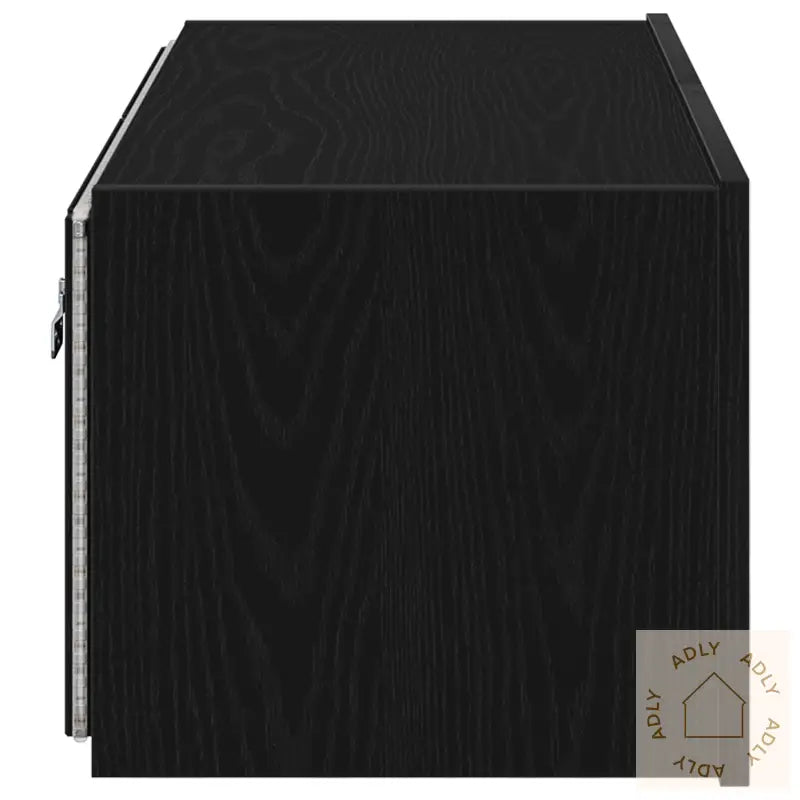 Tv Veggskap Med Led Lys Svart Eik 80X35X31 Cm