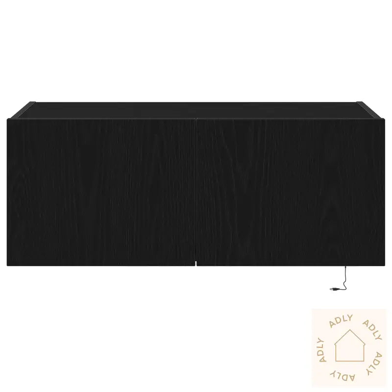 Tv Veggskap Med Led Lys Svart Eik 80X35X31 Cm