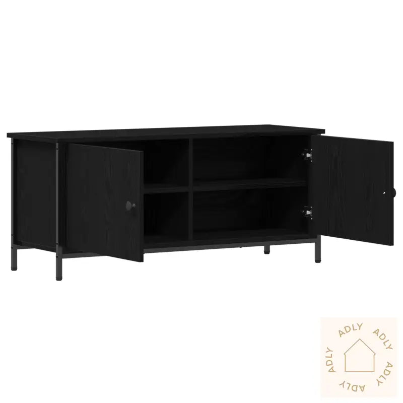 Svart Eik Tv Stativ Svart Eik Sponsplate, Metall 102 X 35 X 45 Cm