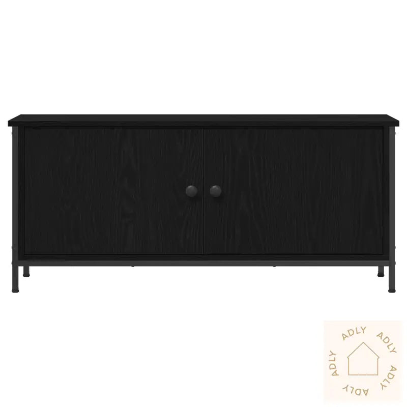 Svart Eik Tv Stativ Svart Eik Sponsplate, Metall 102 X 35 X 45 Cm