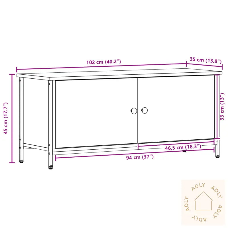 Svart Eik Tv Stativ Svart Eik Sponsplate, Metall 102 X 35 X 45 Cm