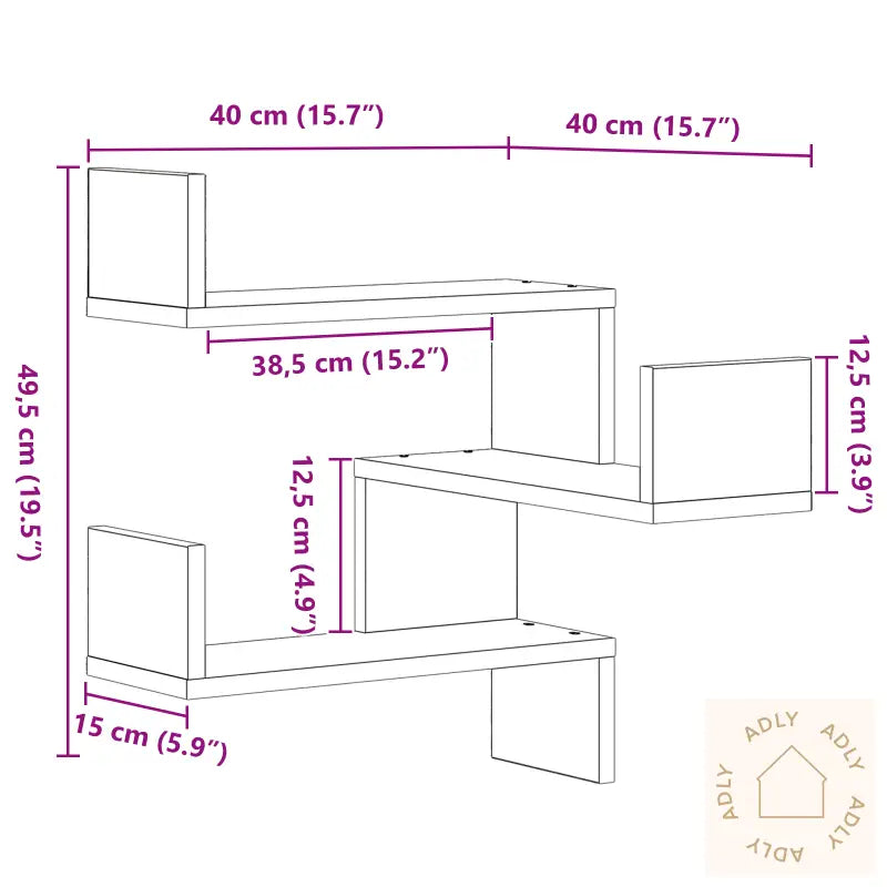 Vegghjørnehylle Svart Eik 40X40X49,5 Cm Laget Av Tre