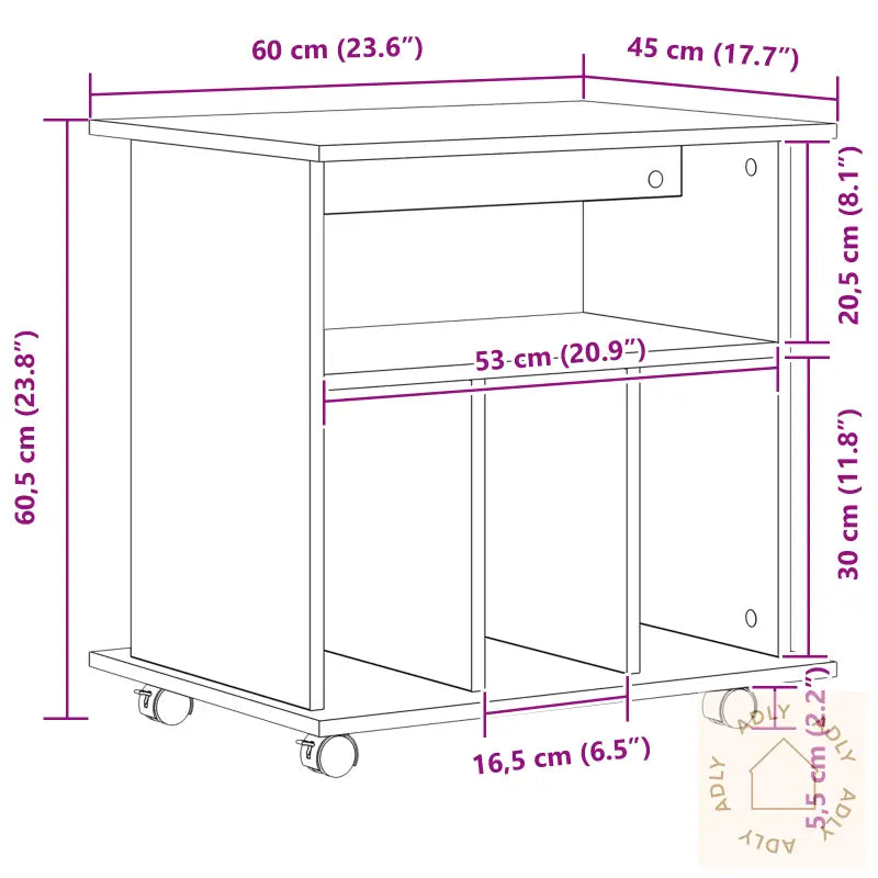 Rullekapell Svart Eik 60X45X55 Cm Konstruert Tre