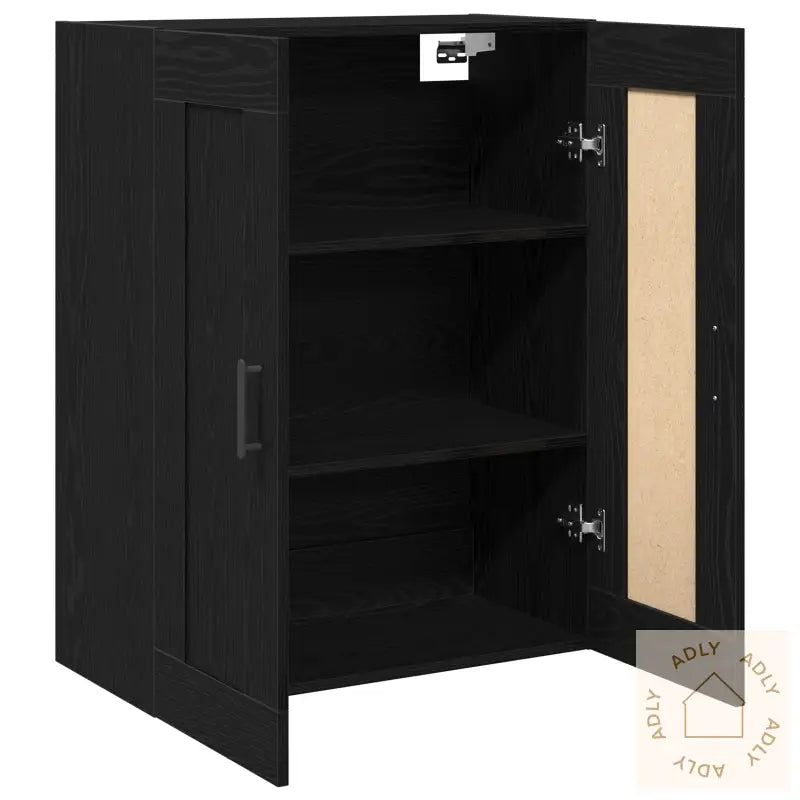 Høyskap Svart Eik 69,5X34X90 Cm Lagd Av Konstruert Tre