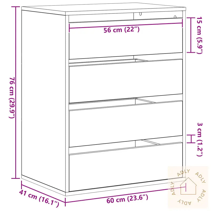Kommode Svart Eik 60X41X76 Cm Konstruert Tre