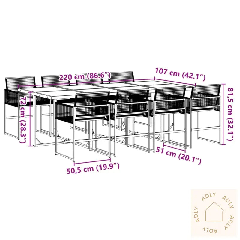 Hagespisegruppe 9 Deler Svart Polyrotting