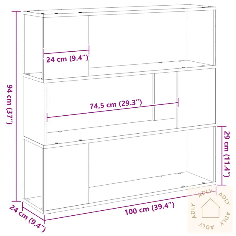 Bokhylle I Svart Eik 100X24X94 Cm Laget Av Tre