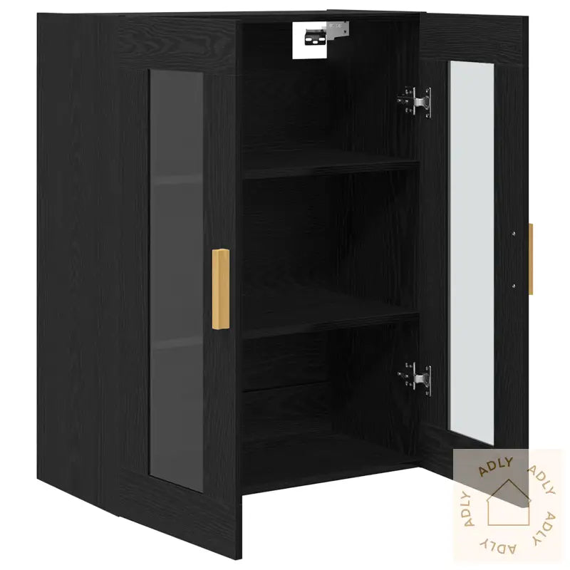 Svart Eik Vegghylle - 69.5X34X90 Cm